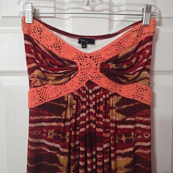 Sky Y2K Inspired Strapless Abstract Funky Retro Maxi Dress - Picture 4 of 4